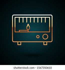 Gold line Electrical measuring instruments icon isolated on dark blue background. Analog devices. Electrical appliances.  Vector Illustration