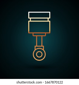 Gold line Engine piston icon isolated on dark blue background. Car engine piston sign.  Vector Illustration
