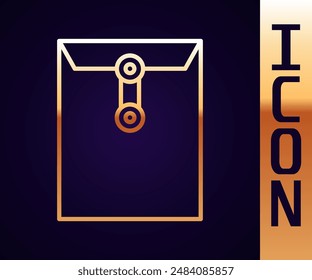 Gold line Envelope icon isolated on black background. Email message letter symbol.  Vector Illustration