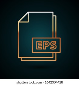 Gold line EPS file document. Download eps button icon isolated on dark blue background. EPS file symbol.  Vector Illustration