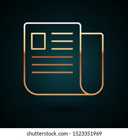 Gold line File document icon isolated on dark blue background. Checklist icon. Business concept.  Vector Illustration