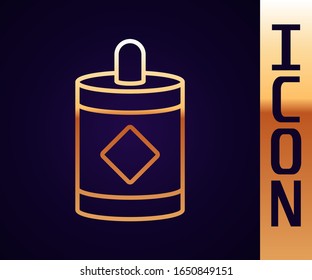Gold line Firework icon isolated on black background. Concept of fun party. Explosive pyrotechnic symbol.  Vector Illustration