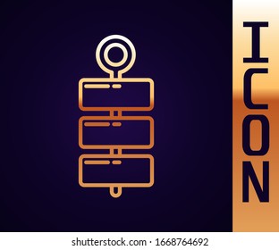 Gold line Firework icon isolated on black background. Concept of fun party. Explosive pyrotechnic symbol.  Vector Illustration