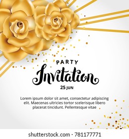 Gold Line Floral invitation