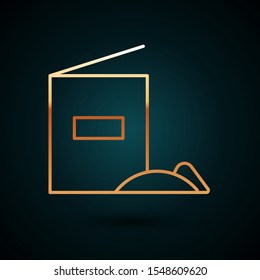 Gold line Flour pack icon isolated on dark blue background.  Vector Illustration