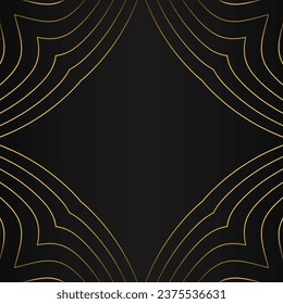 gold line frame decoration on black background design 
