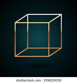 Icono de símbolo matemático de la función de línea dorada aislado en fondo azul oscuro.  Ilustración vectorial
