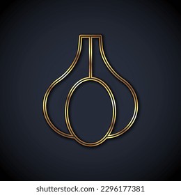 Gold line Garlic icon isolated Gold line background.  Vector