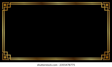 Gold line geometric frame and border for decoration of document, wedding, banner, photo, and etc