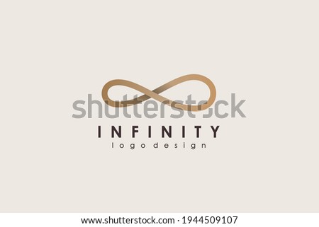 Gold Line Geometric Infinity Logo isolated on Vintage Background. Usable for Business and Branding Logos. Flat Vector Logo Design Template Element.