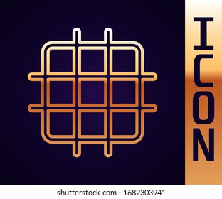 Gold line Grid graph paper icon isolated on black background.  Vector Illustration