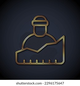 Gold line Growth of homeless icon isolated on black background. Homelessness problem.  Vector