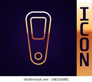Gold line Hand mirror icon isolated on black background.  Vector Illustration