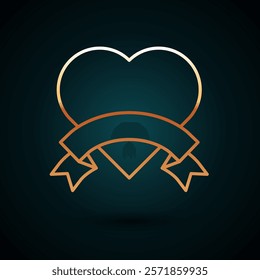 Gold line Heart icon isolated on dark blue background. Romantic symbol linked, join, passion and wedding. Valentine day symbol.  Vector