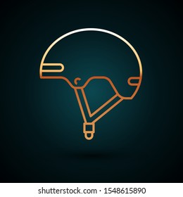 Gold line Helmet icon isolated on dark blue background. Extreme sport. Sport equipment.  Vector Illustration