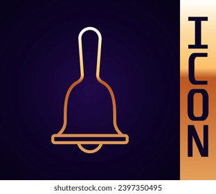 Gold line Hotel service bell icon isolated on black background. Reception bell.  Vector