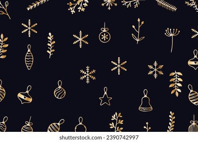 gold line icon pattern background winter christmas decoration