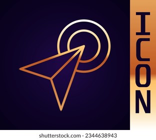 Gold line Infographic of city map navigation icon isolated on black background. Interface concept design. Geolocation concept.  Vector