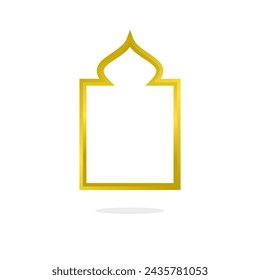 Gold line islamic frame border design symbol template. Arabic ornamental motif elements for icon, sign, greeting, badge, emblem, idea, suface, digital