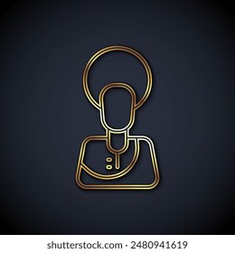 Gold line Jesus Christ icon isolated on black background.  Vector