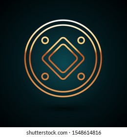 Gold line Jewish coin icon isolated on dark blue background. Currency symbol.  Vector Illustration