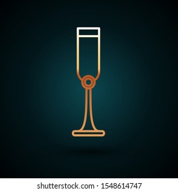 Gold line Jewish goblet icon isolated on dark blue background. Jewish wine cup for kiddush. Kiddush cup for Shabbat.  Vector Illustration