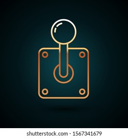 Gold line Joystick for arcade machine icon isolated on dark blue background. Joystick gamepad.  Vector Illustration