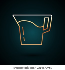Gold line Jug glass with water icon isolated on dark blue background. Kettle for water. Glass decanter with drinking water.  Vector
