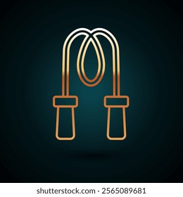 Gold line Jump rope icon isolated on dark blue background. Skipping rope. Sport equipment.  Vector