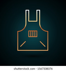 Gold line Kitchen apron icon isolated on dark blue background. Chef uniform for cooking.  Vector Illustration