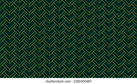 Gold line lattice pattern green background. Vector illustration.
