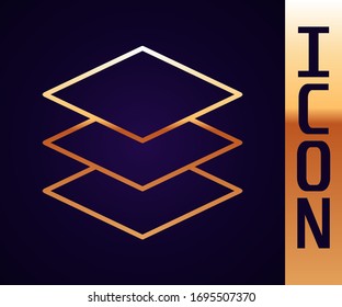 Icono de capas doradas aisladas en fondo negro. Ilustración vectorial