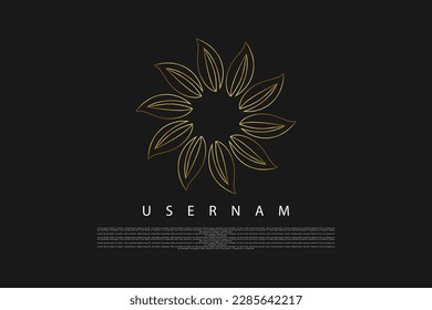 Leaf de la línea dorada en fondo negro. diseño elegante