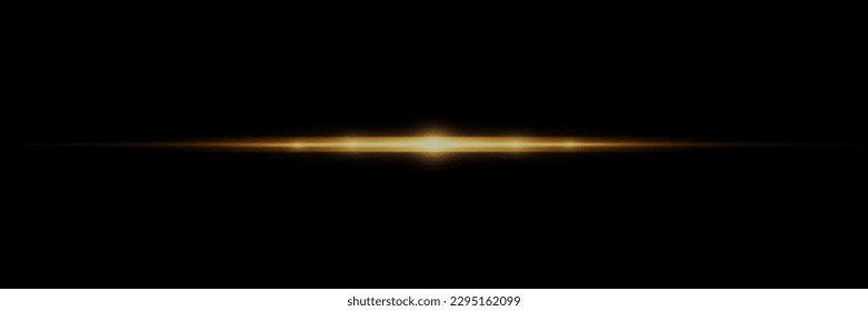 Gold line of light. Magic glow, particles of light, sparks. Glowing line.