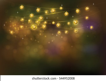 Gold Line light on the background bokeh festive lights at night feast for the Chinese new year. This vector file is split layers of lighting and background.
