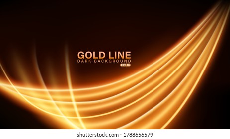 goldene Linie aus Licht auf dunklem Hintergrund, Vektorgrafik