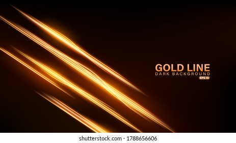 Gold line of light on dark background, Vector Illustration