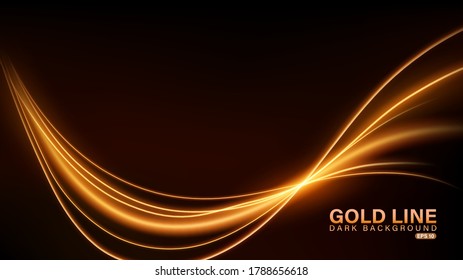 Gold line of light on dark background, Vector Illustration
