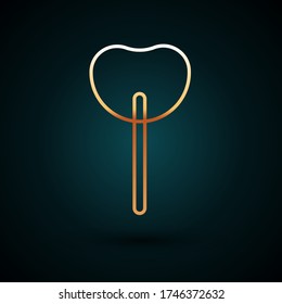 Gold line Lollipop icon isolated on dark blue background. Food, delicious symbol.  Vector