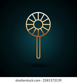 Gold line Lollipop icon isolated on dark blue background. Candy sign. Food, delicious symbol.  Vector