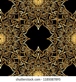 Gold line luxury seamless pattern with abstract gold element. Gold flower for card, wrapping paper and other design.