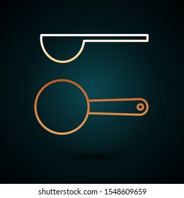 Gold line Measuring spoon icon isolated on dark blue background.  Vector Illustration
