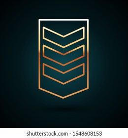 Gold line Military rank icon isolated on dark blue background. Military badge sign.  Vector Illustration