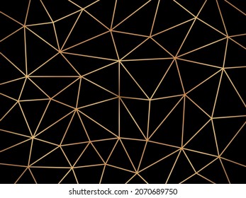 Gold line mosaic background. Presentation golden wallpaper, diamond styling. Geometric festive texture, business card tidy vector template