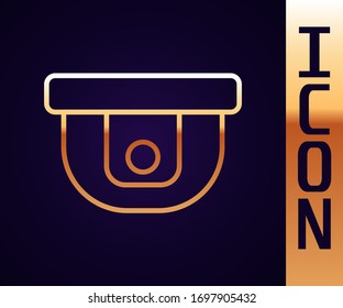 Gold Line Motion Sensor Symbol einzeln auf schwarzem Hintergrund. Vektorillustration-Illustration
