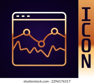 Gold line Music wave equalizer icon isolated on black background. Sound wave. Audio digital equalizer technology, console panel, pulse musical.  Vector
