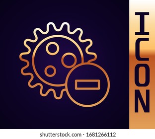 Gold line Negative virus icon isolated on black background. Corona virus 2019-nCoV. Bacteria and germs, cell cancer, microbe, fungi.  Vector Illustration