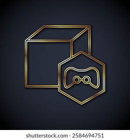 Gold line NFT Digital crypto art icon isolated on black background. Non fungible token.  Vector
