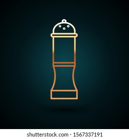 Gold line Pepper icon isolated on dark blue background. Cooking spices.  Vector Illustration