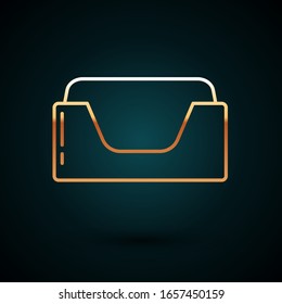Gold line Pet bed icon isolated on dark blue background.  Vector Illustration